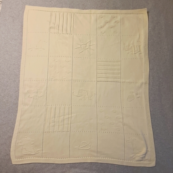 Child of Mine Cream Knit Infant Blanket w/ Block Design with Animals & Shapes - Picture 6 of 12